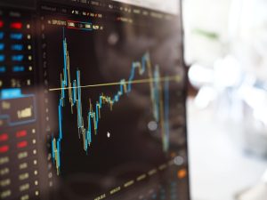 Market volatility is shown by sharp drops in market values